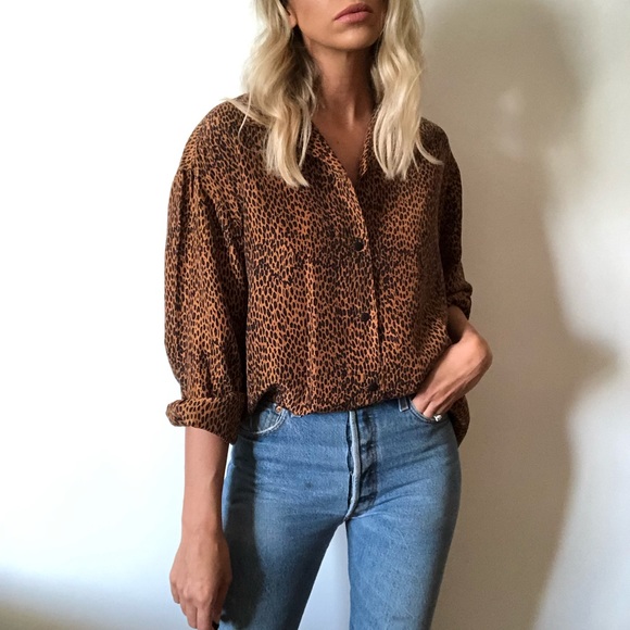 The Limited Tops - {The Limited} vintage silk cheetah blouse